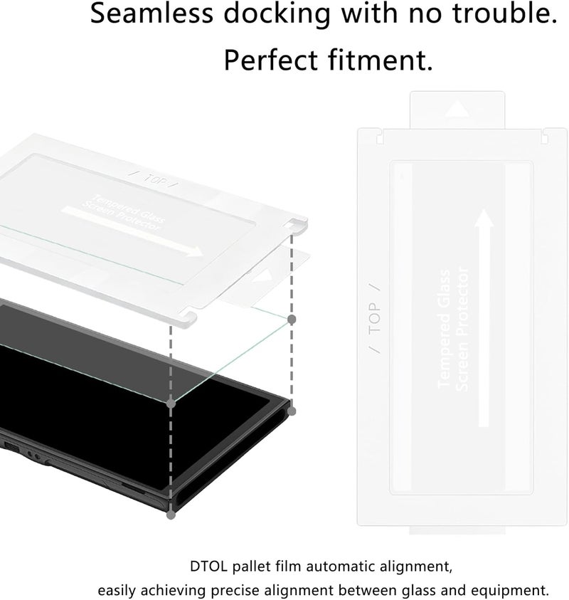 DTOL for Nintendo Switch 2 Screen Protector Tempered Glass 7.9'' [2025], 9H Hardness Anti-Scratch, Auto-Dust Removal, Bubble Free, 30s Installation, with Alignment Frame Full Coverage HD Clear 2 Pack - Image 4